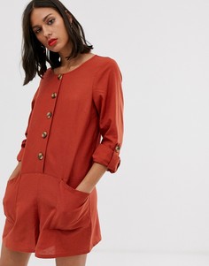 Комбинезон на пуговицах с длинными рукавами ASOS DESIGN - Красный