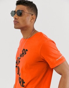 Красная удлиненная футболка с принтом Jack & Jones Core - Красный