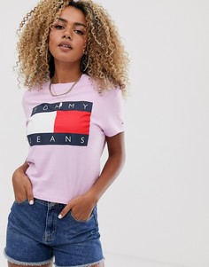 Футболка с логотипом в виде флага Tommy Jeans - Розовый