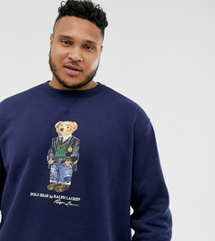 Темно-синий флисовый свитшот с принтом медведя Ralph Lauren Big & Tall - Темно-синий