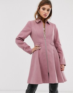 Свободное пальто с молнией ASOS DESIGN - Розовый