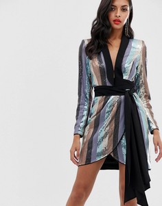 Платье мини в полоску с пайетками ASOS DESIGN - Мульти