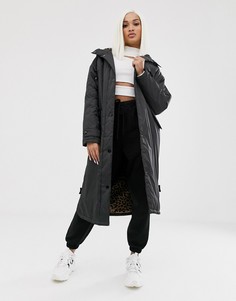 Длинное пальто на подкладке из искусственного меха ASOS DESIGN - Черный