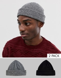 Набор шапок-бини из переработанного полиэстера черного и монохромного цвета ASOS DESIGN 2 шт.