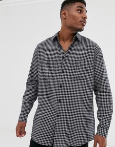 Длинная oversize-рубашка в клетку ASOS DESIGN - Темно-синий