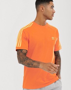 Оранжевая футболка с 3 полосками adidas Originals - Оранжевый