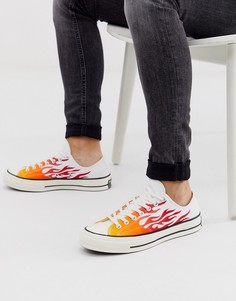 Белые кеды с принтом пламени Converse Chuck 70 Ox - Белый