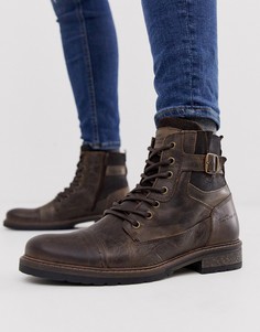 Темно-коричневые ботинки в стиле милитари River Island - Коричневый
