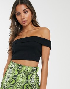 Черный кроп-топ в рубчик на одно плечо ASOS DESIGN - Черный
