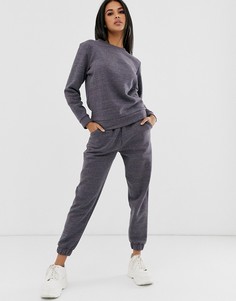 Спортивный костюм из свитшота и базовых джоггеров из премиум-ткани в крапинку ASOS DESIGN - Темно-синий