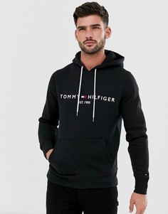 Черный худи с логотипом в виде вышитого флага Tommy Hilfiger - Черный