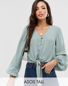 Топ с длинными рукавами и пуговицами ASOS DESIGN Tall - Бесцветный