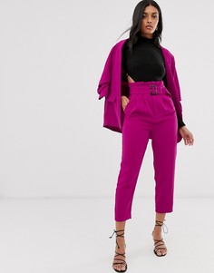 Розовые брюки с отделкой на талии Stradivarius - Розовый