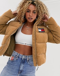 Вельветовая дутая куртка Tommy Jeans - Коричневый