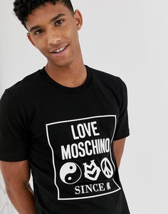 Черная футболка с принтом Love Moschino - Черный