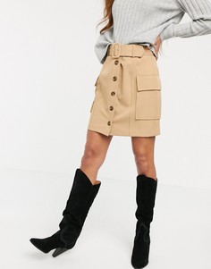 Бежевая мини-юбка в стиле милитари River Island - Бежевый