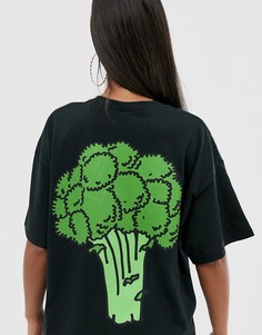 Oversize-футболка с принтом брокколи на спине New Love Club - Черный