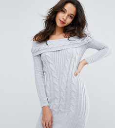 Платье крупной вязки с открытыми плечами Miss Selfridge - Мульти