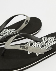 Черно-серые шлепанцы с логотипом Polo Ralph Lauren Wittlebury - Черный