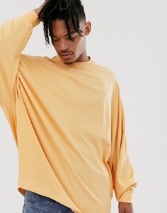 Длинная oversize-футболка с длинным рукавом бежевого цвета ASOS DESIGN - Бежевый