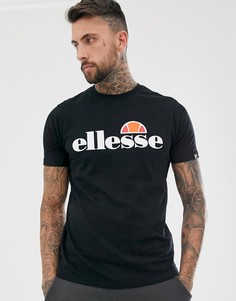 Черная футболка с большим логотипом ellesse Prado