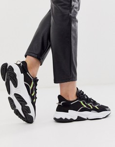 Черные/зеленые кроссовки adidas Originals Ozweego