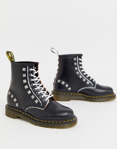 Черные кожаные ботильоны с заклепками Dr Martens 1460 - Черный