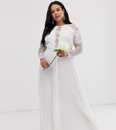 Платье макси с плиссированной юбкой и кружевным верхом ASOS EDITION Curve - Белый
