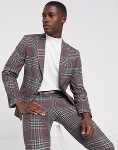 Супероблегающий премиум-пиджак в клетку Jack & Jones - Розовый
