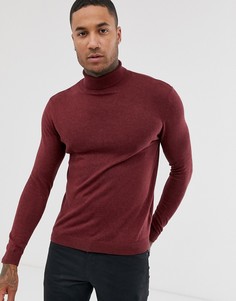 Хлопковый бордовый джемпер с высоким воротом ASOS DESIGN - Красный