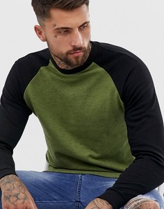 Зеленый свитшот с контрастными рукавами реглан ASOS DESIGN - Зеленый