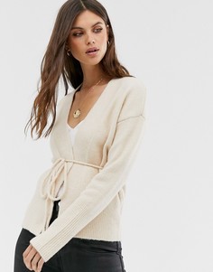 Кардиган с поясом Fashion Union - Кремовый