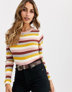 Вязаный джемпер в полоску Vero Moda - Коричневый