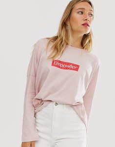Футболка с принтом empowher Monki - Розовый