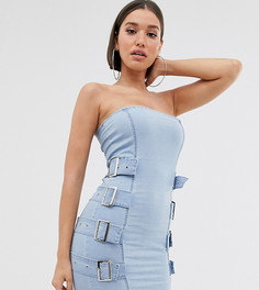 Джинсовое платье-бандо с ремнем Liquor N Poker - Синий