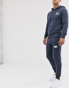 Джоггеры слим с манжетами и логотипом Jack & Jones Originals - Темно-синий
