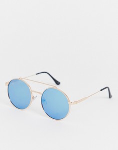 Круглые солнцезащитные очки в золотистой оправе Jeepers Peepers - Золотой
