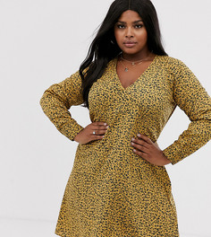 Чайное платье мини с цветочным принтом Wednesdays Girl curve - Желтый