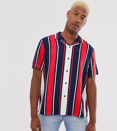 Темно-синяя рубашка свободного кроя в полоску ASOS DESIGN Tall - Темно-синий