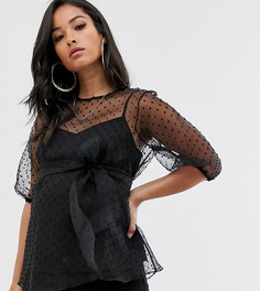 Прозрачный топ из органзы с рукавами 3/4 ASOS DESIGN Maternity - Бесцветный