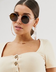 Круглые солнцезащитные очки цвета розового золота Quay Australia - Мульти