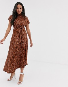 Платье миди с черепаховым принтом и поясом ASOS DESIGN - Мульти