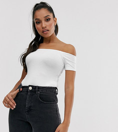 Белый боди с открытыми плечами и короткими рукавами ASOS DESIGN Petite - Белый