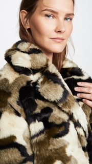 Pam & Gela Camo Faux Fur Coat