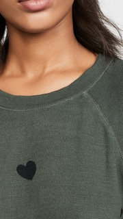 MONROW Raglan Sweatshirt with Scattered Hearts