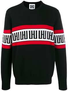 Les Hommes Urban logo panel knit jumper