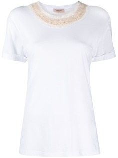 Twin-Set pearl-embellished neck T-shirt