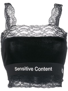 Palm Angels кружевной топ Sensitive Content