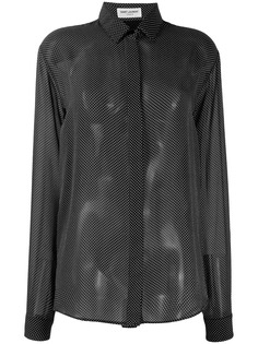 Saint Laurent полупрозрачная блузка в мелкую точку