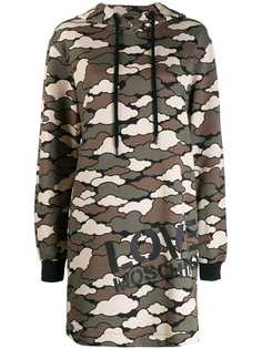 Love Moschino camo-cloud print hoodie-dress